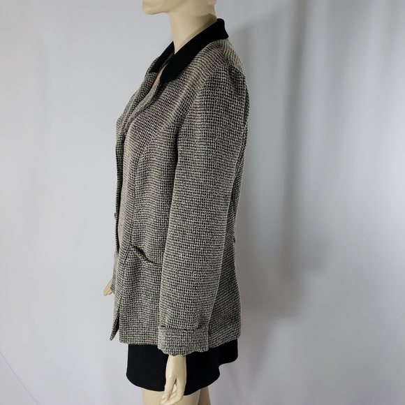 🍀Tweed jacket blazer🍀with velvet black collar - Picture 3 of 8